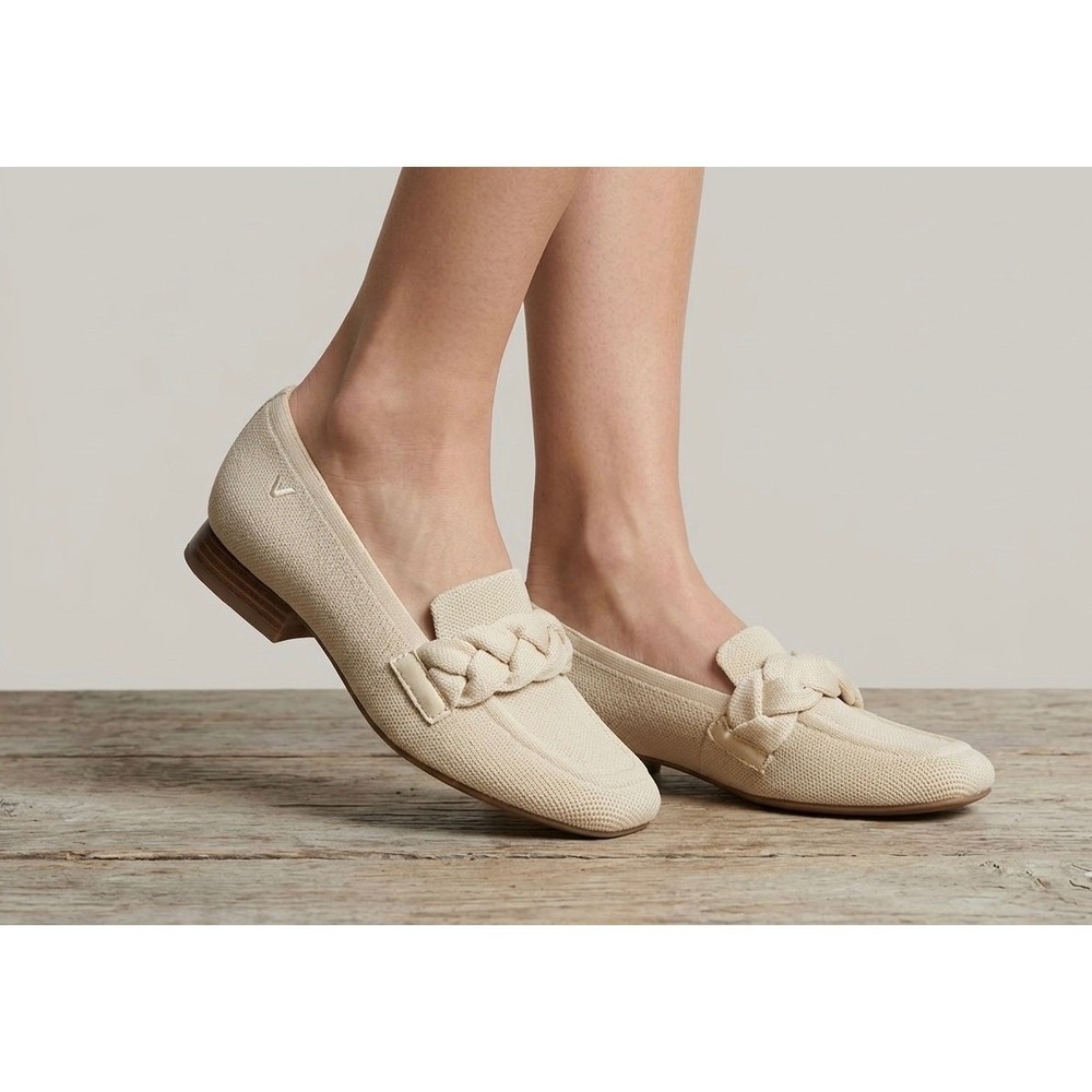 VIVAIA‎ Caitlin Square Toe Knot Loafers Soft Beige Knit Comfort EU/40 US/9